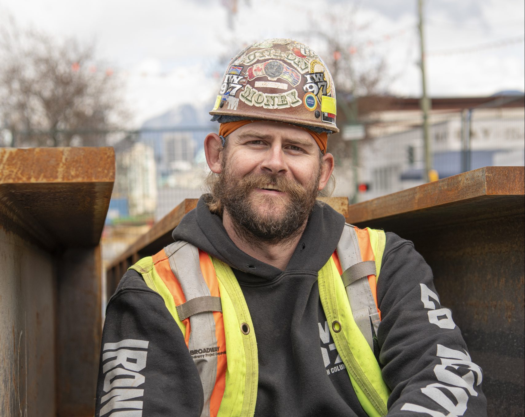 An image of an Apprentice ironworker named Kyle smiling