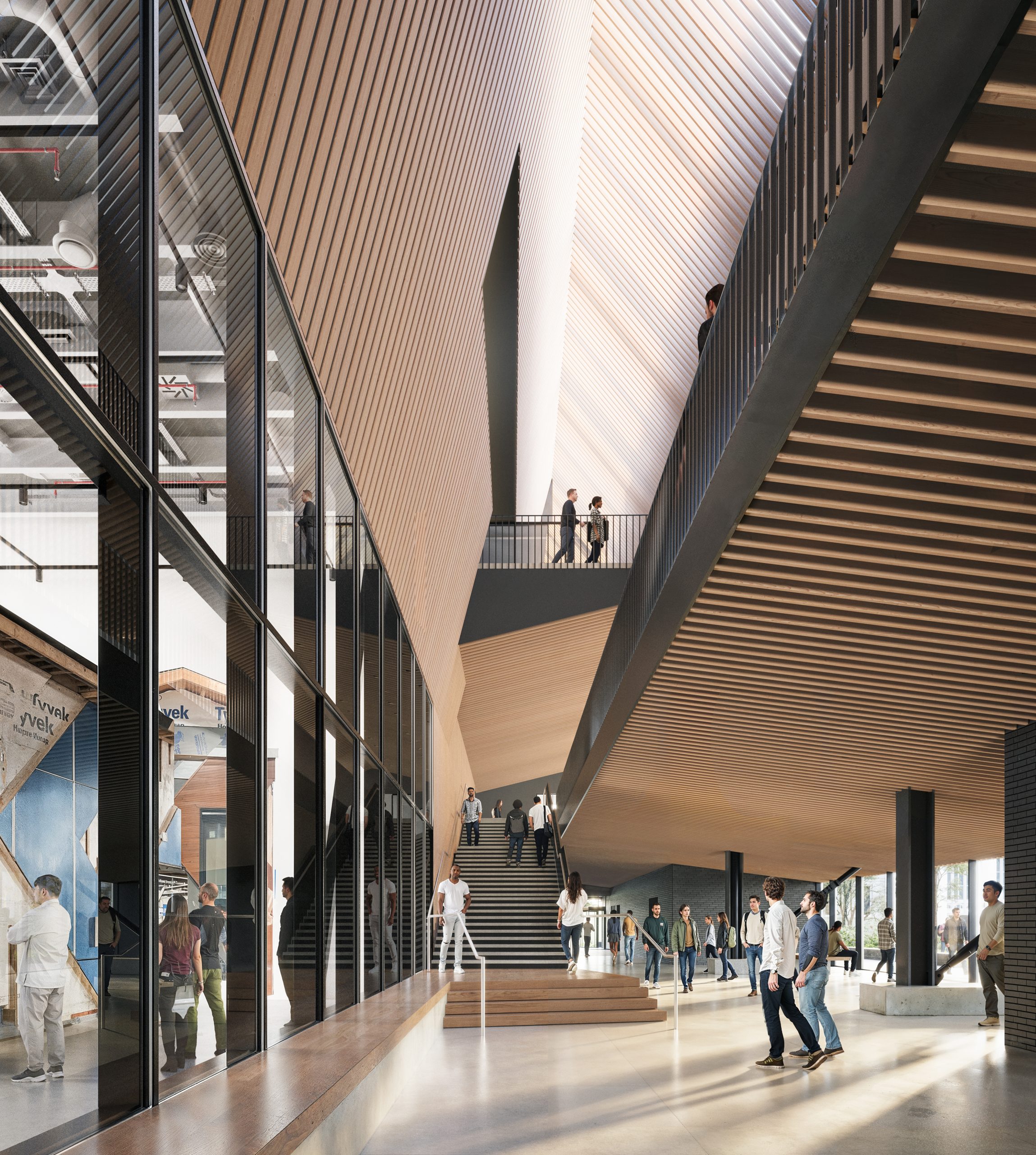 Interior of a building in the new BCIT Trades and Technology Complex.